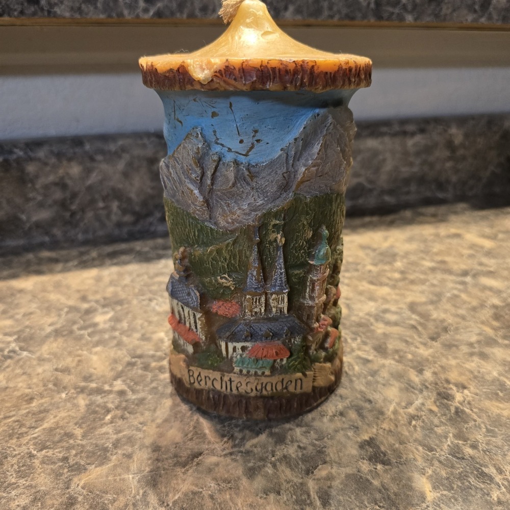 GUNTER WALLDURN Baden‎ Kehlsteinhaus Berchtesgaden Hand Painted 8" GERMAN Candle